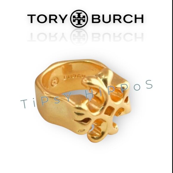 Tory Burch Roxanne Gold Ring - SIZE 8 - Picture 4 of 6